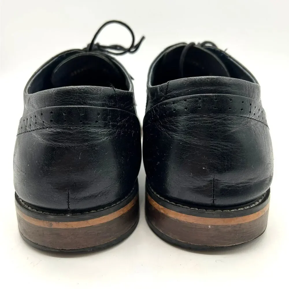 Handmade JOG Black Leather Cap Toe Oxford Dress Shoes Lace Up Men EU 45 US 11